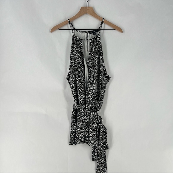 INC International Concepts Black  White Spotted Animal Print Wrap Style Halter - Picture 1 of 13